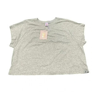 NWT Savage X Fenty Short Sleeve T-Shirt Cotton Cropped Crew Neck Gray 1X